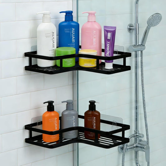 Skiennix Black Shower Caddy - Rustproof Bathroom Organizer with Shampoo Holder | 2-Piece Set