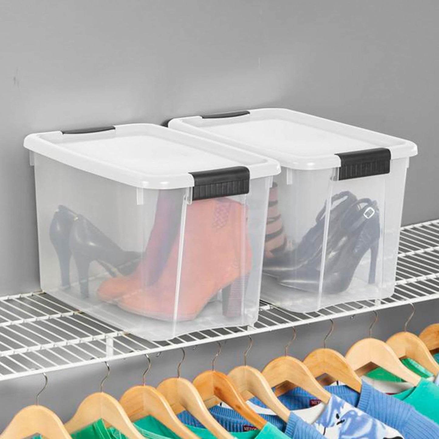 Sterilite 12-Pack Ultra Latching Storage Bins - Clear Plastic 30 Quart Heavy-Duty Organizers for Home & Office