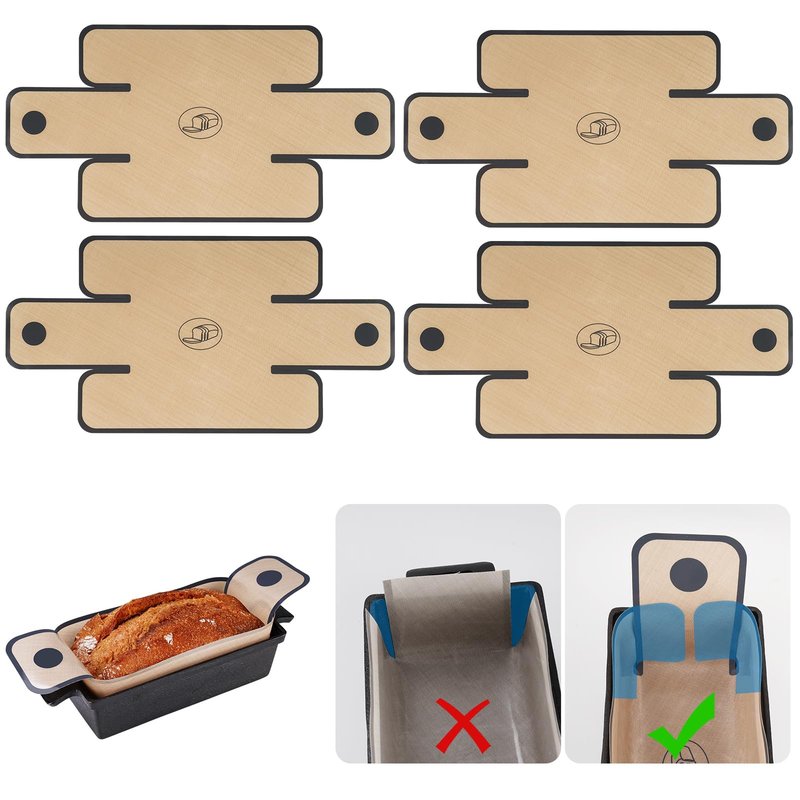 NiHome 4-Pack Silicone Bread Loaf Pan Liners, Reusable and Nonstick Silicone Bread Sling, Fit for 9x5, 9.5x5, and 10x5 Inch Loaf Pans, Dishwasher Safe, Easy to Clean (Brown)