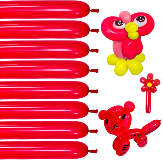 Red 260 Balloons by [Brand Name] - Thick Latex Twisting Balloons for Animal Models | Perfect for Halloween, Weddings & Birthdays