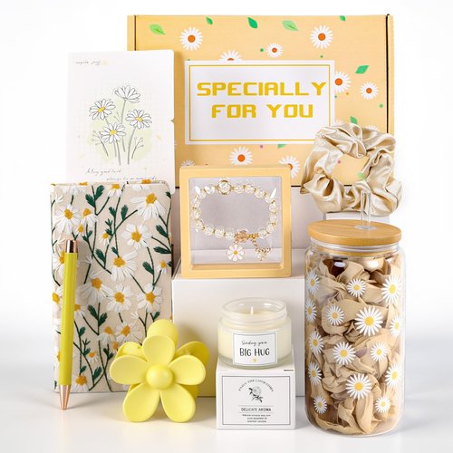 Daisy Gift Box for Women & Teen Girls – Self Care Gift Set, Cheer Up, Thinking of You & Get Well Soon Care Package for Mum, Sister, Daughter, Best Friend, Birthday Gift Basket &Thank You Gifts for Her