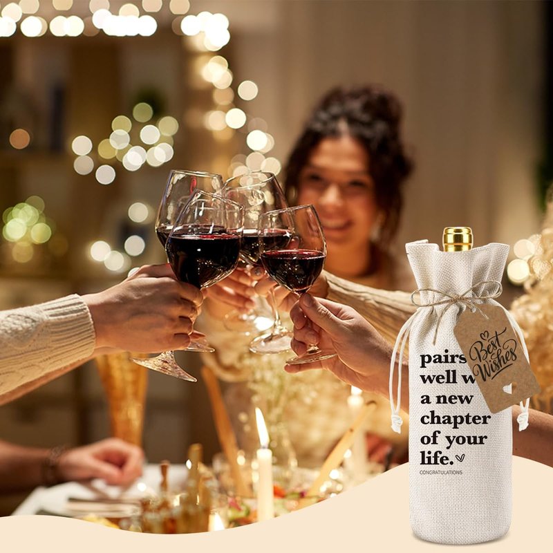 XFW 1 Pcs Funny New Chapter Wine Bag New Beginnings Gifts for Women Men Farewell Gifts for Friends Going Away Gifts for Coworkers Women Men Moving Away Gifts for Friends New Teacher Gifts