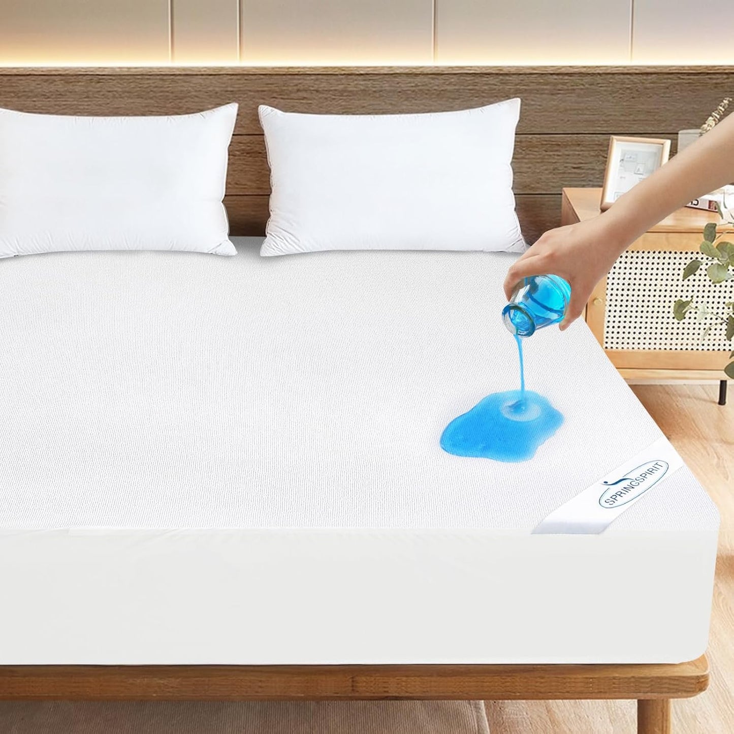 Skiennix Waterproof Terry Mattress Protector - Ultra Soft & Breathable Fitted Cover | 72''x75'' Up to 14'' Depth