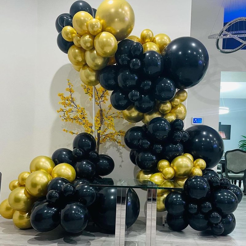 YMSZ Black and Gold Balloons, Black and Metallic Gold Balloons Garland Arch Kit for Birthday, 2026 New Years, Graduation Anniversary Decorations Supplies