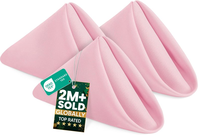 Utopia Home Pink Cloth Napkins (12 Pack, 20x20 Inches), Ideal Dinner Napkins for Party, Wedding and Lunch/Dinner