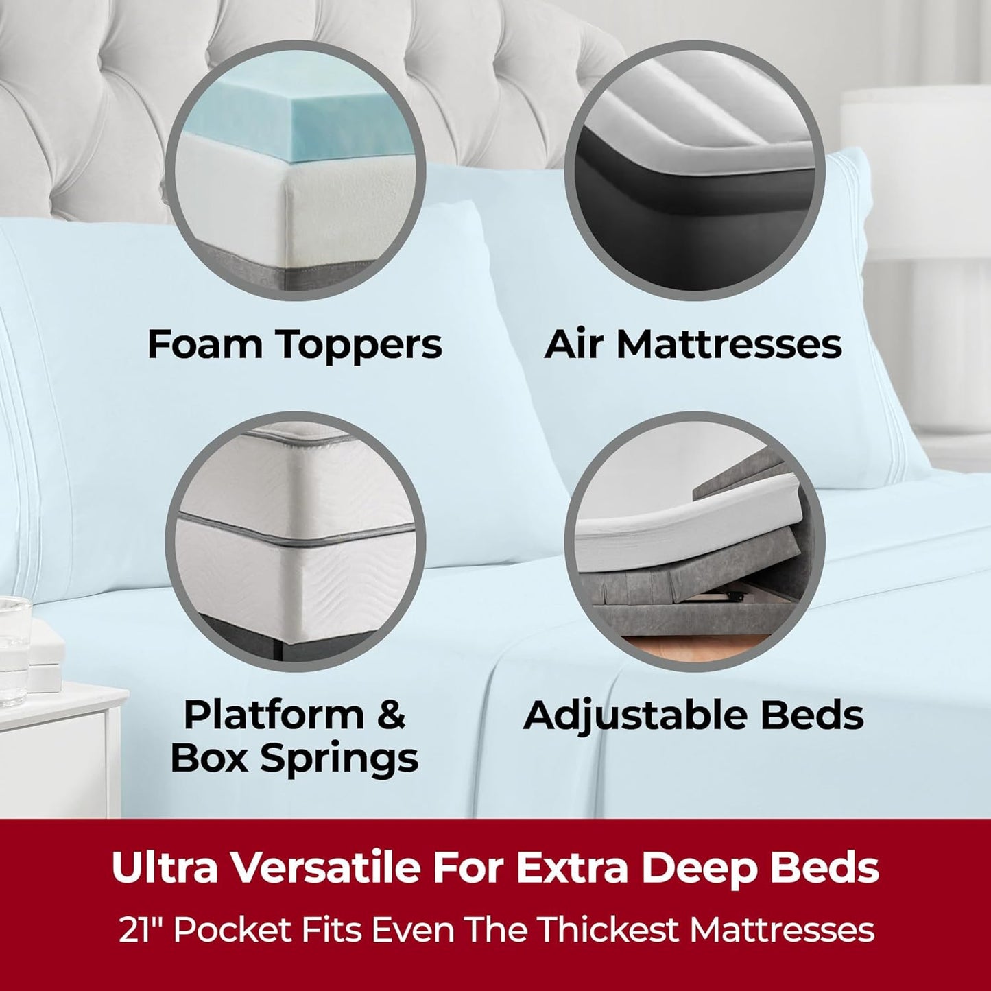 Mellanni Extra Deep Full Sheets - Hotel Luxury Ultra Soft Cooling Bedding - Wrinkle & Stain Resistant (Full, Aqua)