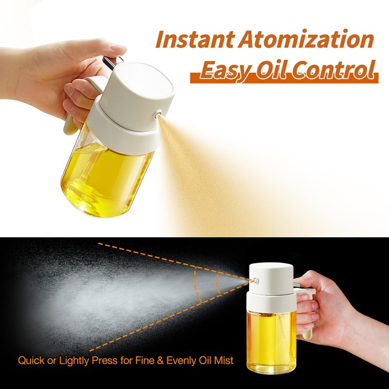 YARRAMATE Mini Oil Sprayer for Cooking, 6.8 OZ/ 200 ML Premium Oil Spray Bottle for Kitchen, Food-grade Olive Oil Sprayer, Portable Oil Mister for Air Fryer, kitchen, Outdoor BBQ and Camping (White)