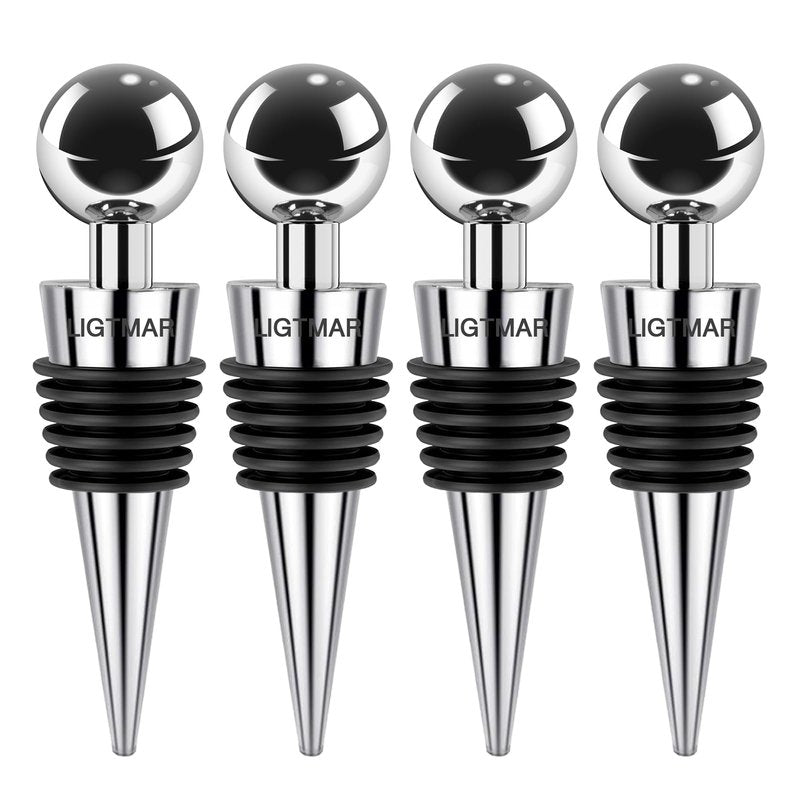 4Pcs Wine Saver Wine Stopper Wine Bottle Plug with Silicone Reusable Wine Corks, Expanding Beverage Bottle Stopper, Reusable Bottle Sealer Keeps Wine Fresh