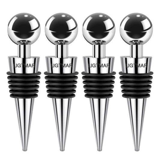 4Pcs Wine Saver Wine Stopper Wine Bottle Plug with Silicone Reusable Wine Corks, Expanding Beverage Bottle Stopper, Reusable Bottle Sealer Keeps Wine Fresh