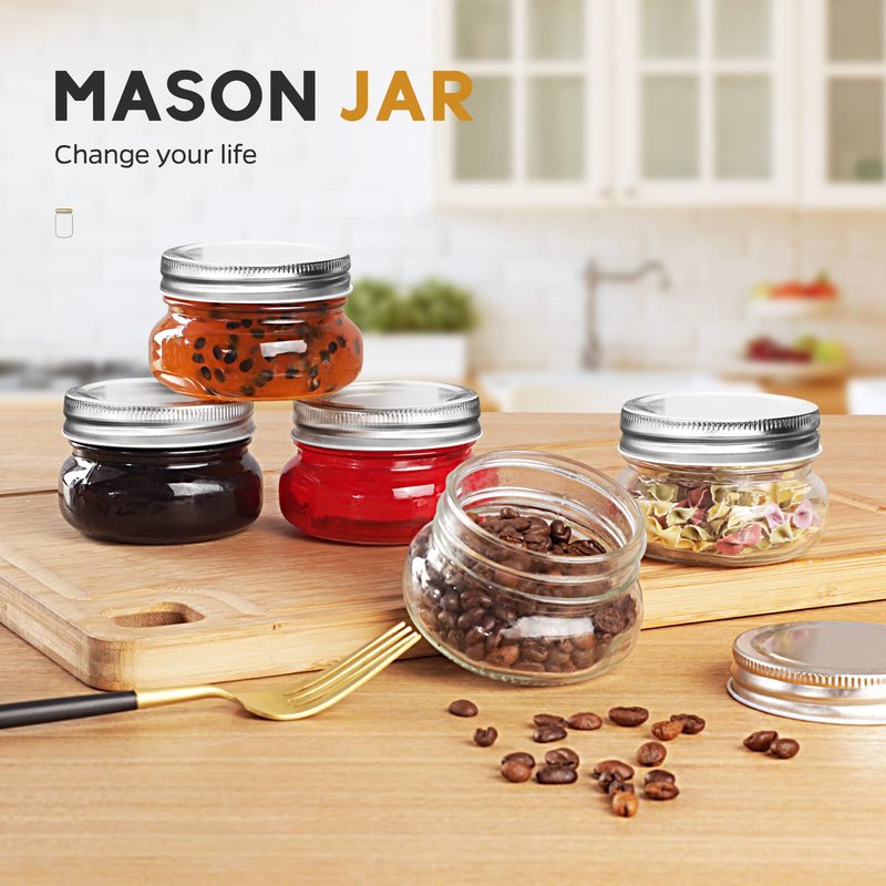 LovoIn Canning Jars - 12 Pack Small Mason Jars 4 oz Glass Canning Jars with Lids for Jam, Honey and Spice, Wedding Favors, Shower Favors1