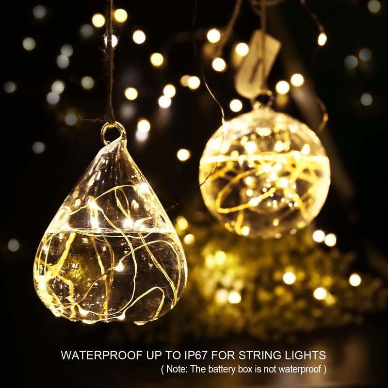 MUMUXI 20 Pack 7.2ft Fairy Lights Battery Operated String Lights, Mini LED Battery Powered Twinkle LEDs, Waterproof Copper Wire Firefly Lights for Mason Jars, Warm White