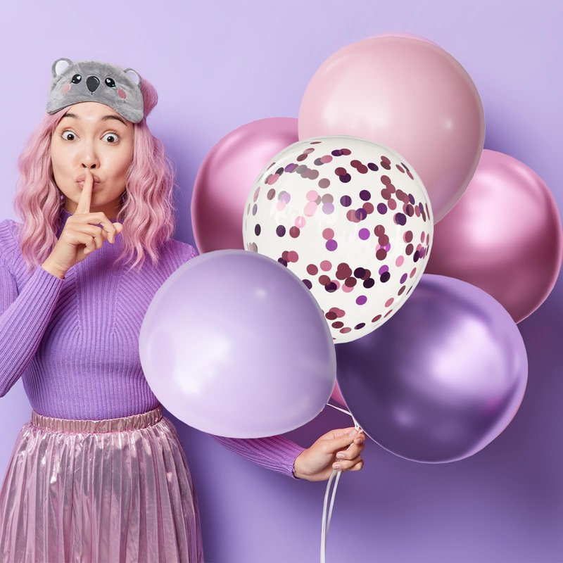 OuMuaMua Pink and Purple Balloons, 62Pcs Light Pink Balloon Lavender Balloon Purple Latex Balloons for Women Girls Birthday Baby Shower Wedding Princess Party Decorations, 12 Inch