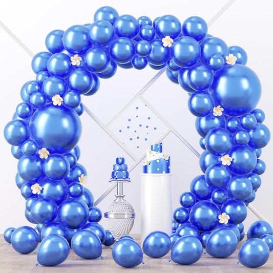 Voircoloria 105pcs Metallic Blue Balloons 12inch Party Latex Balloons for Boys Girls Birthday Baby Shower Gender Reveal Wedding Sunflower Party Decorations
