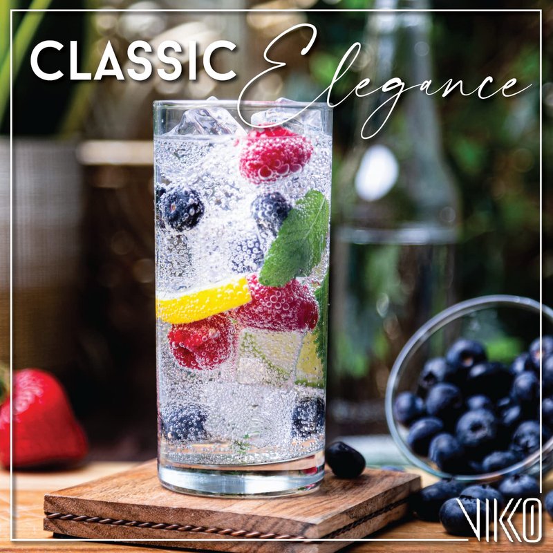 Vikko Water Glasses, Set of 4 Drinking Glasses, Thick and Durable Tumbler, 10 Ounce Tall Kitchen Glasses, Dishwasher Safe Highball Glass Tumbler, Heavy Duty Cups