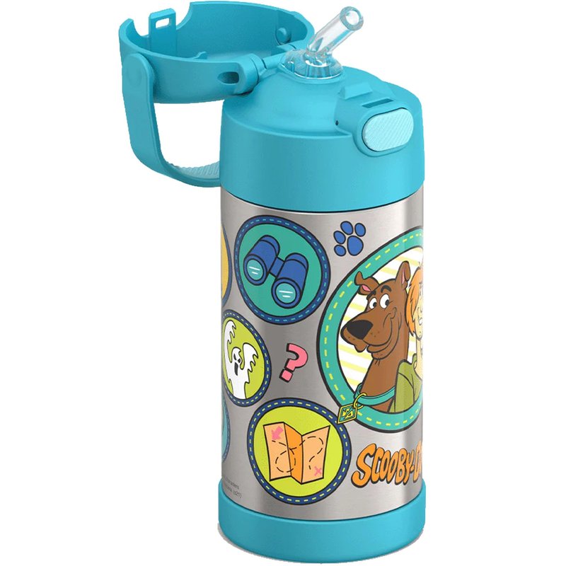 THERMOS FUNTAINER Water Bottle with Straw - 12 Ounce - Kids Stainless Steel Vacuum Insulated Water Bottle with Lid, Scooby-Doo