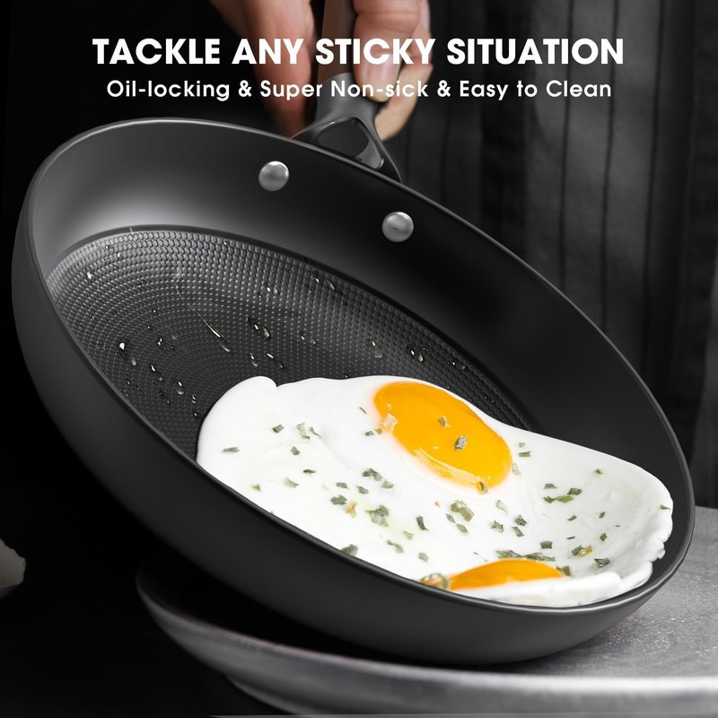 LAMFO 10" Cast Iron Skillets, Nonstick Frying Pans with Detachable Handle, Oven & Dishwasher Safe, Works with All Gas, Electric and Induction Stoves for Men and Women