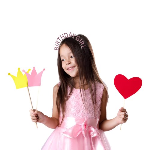 GREATRIL Pink Birthday Girl Tiara and Sash Crown Headband for Her Princess Birthday Party Pink Accessories