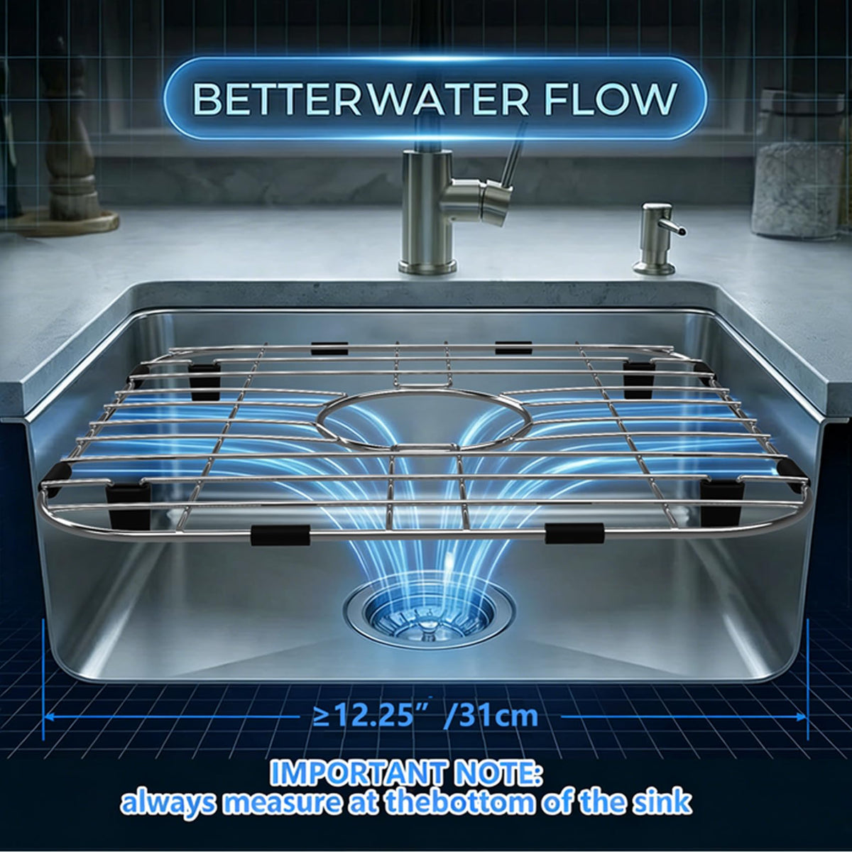 JIUBAR Sink Protectors for Kitchen Sink 12" 13" 16" 18" 19" 24" 26" 28" 29" 30" Silicone Sink mat| Silicone Kitchen Sink Mat for Bottom of Farmhouse(13.58"x 11.6"Black)