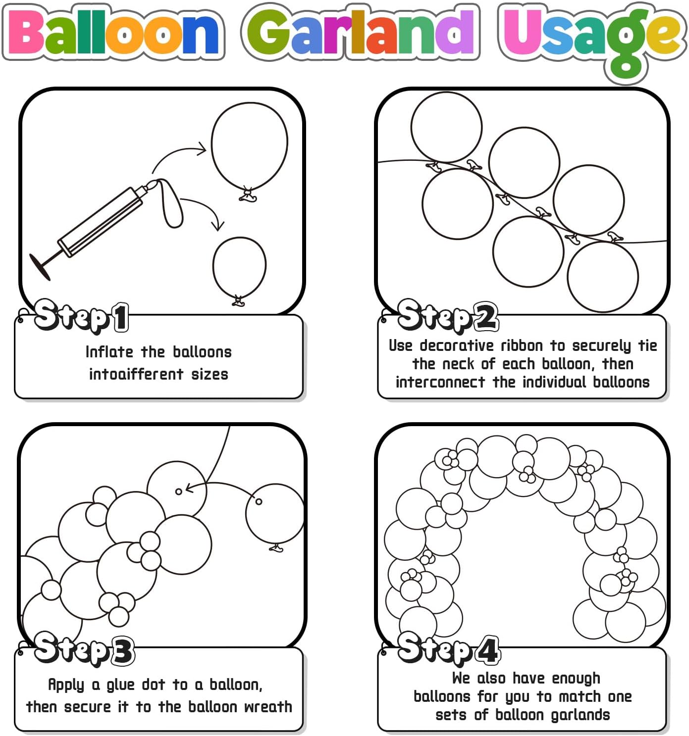 Skiennix 145-Piece Black Balloon Garland Kit - Various Sizes for Birthday, Wedding & Party Decor