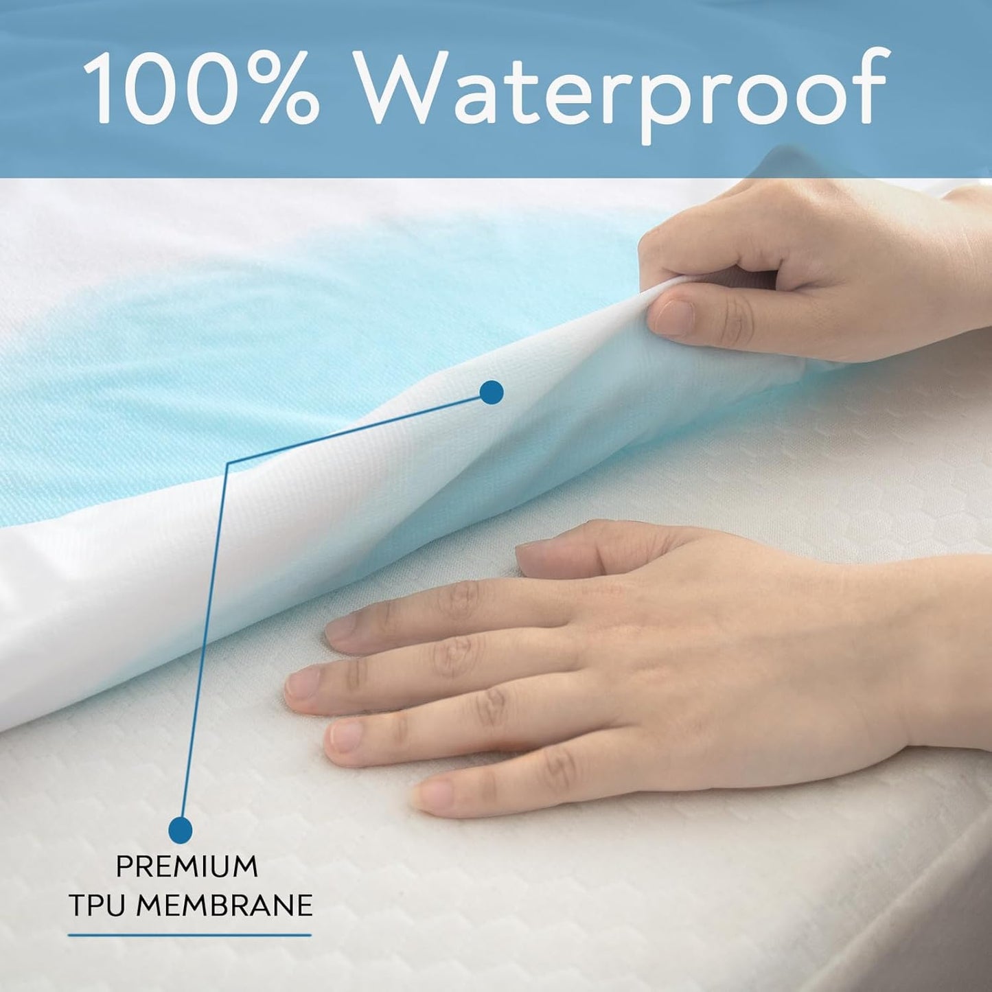 Skiennix Waterproof Terry Mattress Protector - Ultra Soft & Breathable Fitted Cover | 72''x75'' Up to 14'' Depth