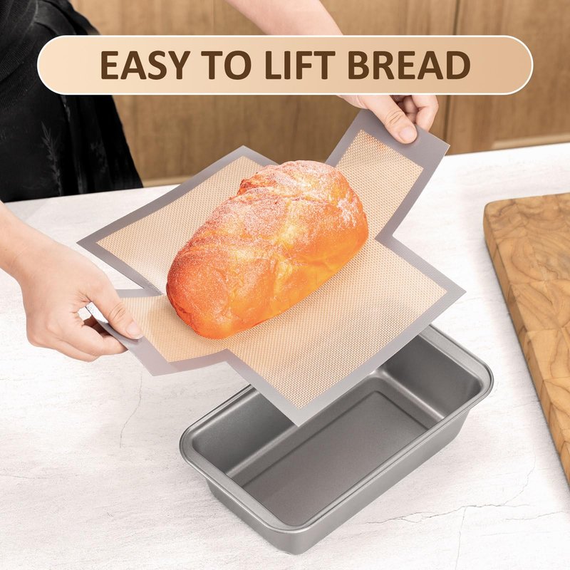 Reusable Silicone Bread Loaf Pan Liners, Nonstick and Reusable Bread pan Mat. 2 pack Silicone baking mat for 9.5 x 5 inch Loaf Pan