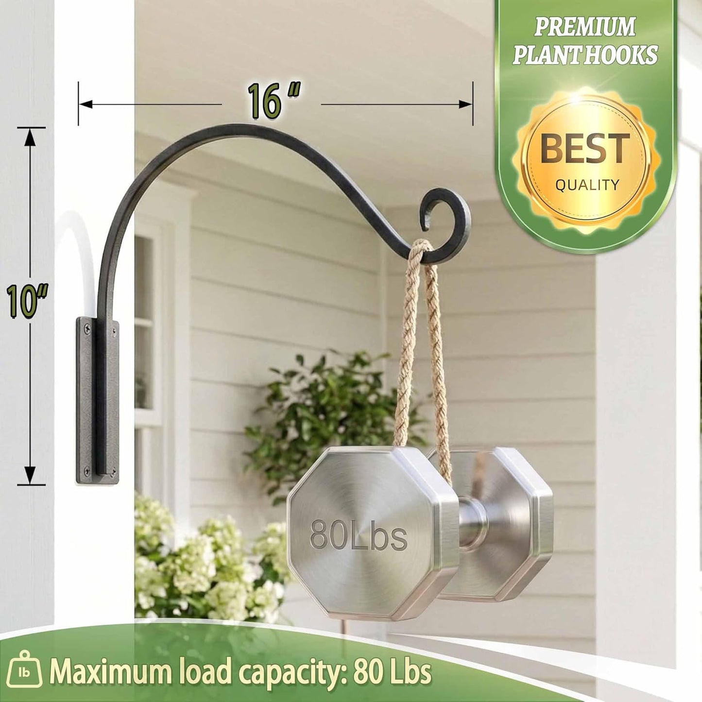 Qiang Ni Heavy-Duty Plant Hanger - 16-Inch Metal Wall Mount Bracket for Indoor/Outdoor Use