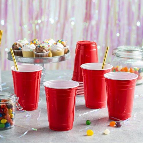 GUSTO [18 oz. - 100 Count] Disposable Plastic Red Cups, Party Drinking Cups for Events and Everyday Use