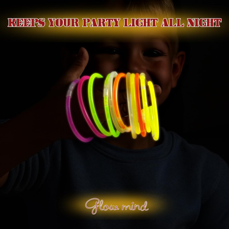 JSronms 500 Ultra Bright Glow sticks,8" Glow Sticks Bulk,Glow Sticks For Kids Bulk Party Pack,Glow in The Dark Party Supplies,Glowsticks Party Favors with Bracelets and Necklaces