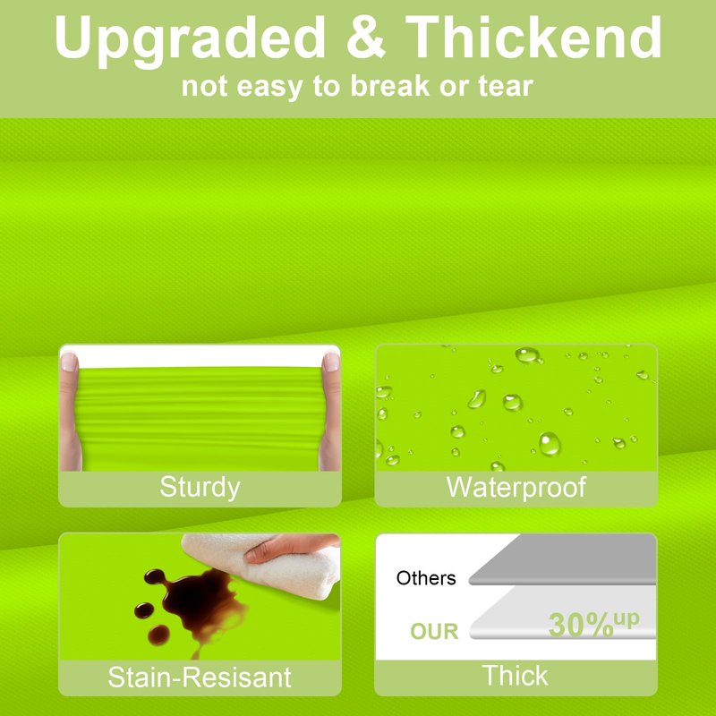 QIKSION Lime Green Plastic Table Cloth Disposable 12 Pack, 54 x 108 Inch Tablecloths for Party, Birthday, Halloween, Christmas Decorations, Rectangle Table Cover