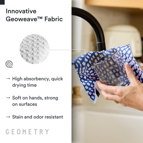 GEOMETRY Kitchen Dish Cloths - Quick Dry Dishcloths for Kitchen - Premium Dish Rags with Geoweave - 3-Pack Set Tiny Petals