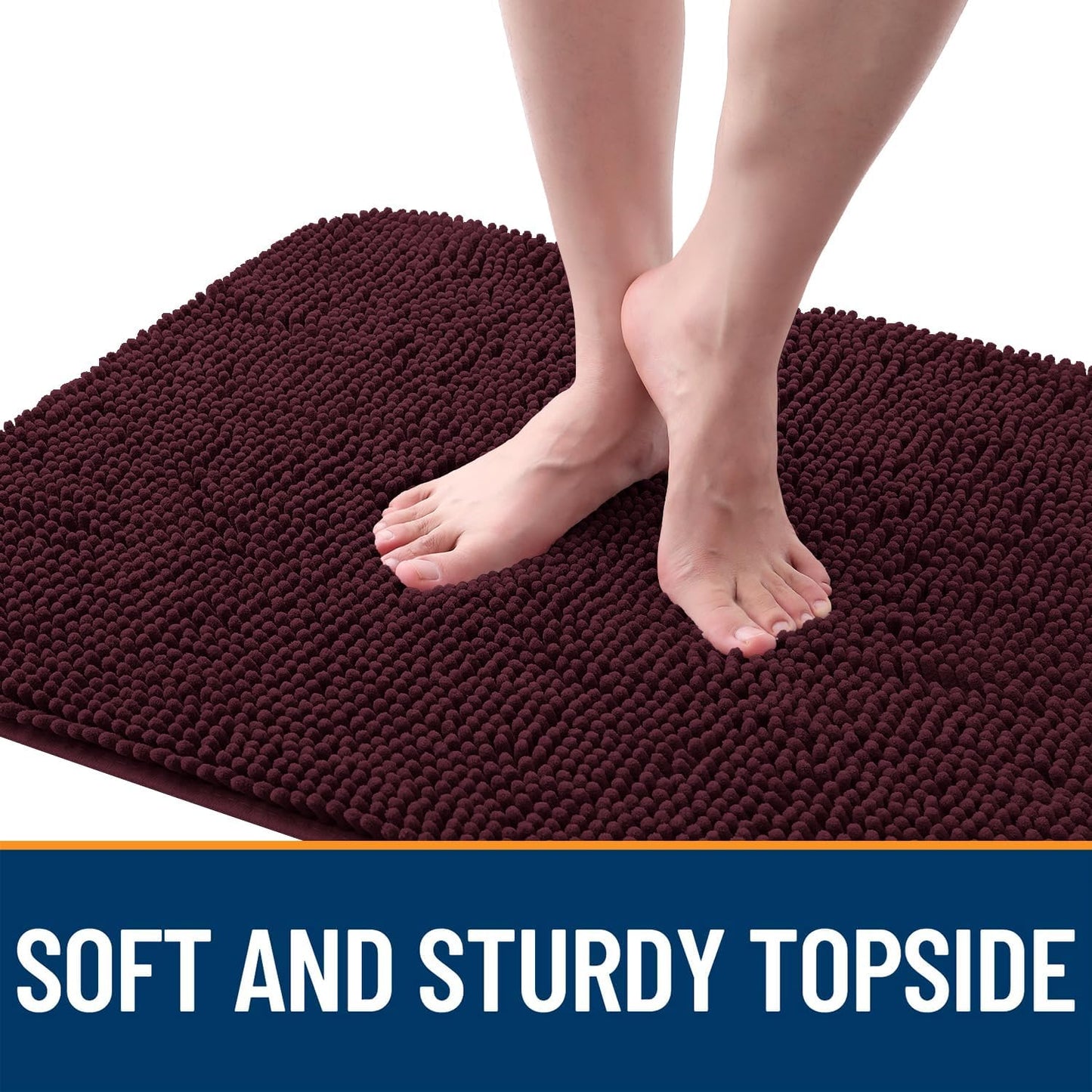 OLANLY Dog Door Mat - Absorbent Non-Slip Chenille for Muddy Paws | 59x35 Inches, Quick Dry, Russet