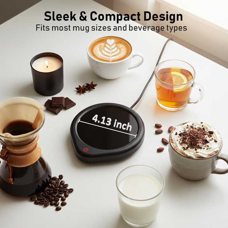 Oracer Coffee Mug Warmer, Cup Warmer for Desk with Auto Shut Off Smart Temperature Settings, Electric Beverage Tea Water Milk Heater for All Cups and Mugs, Heating Plate Candle Wax Warmer