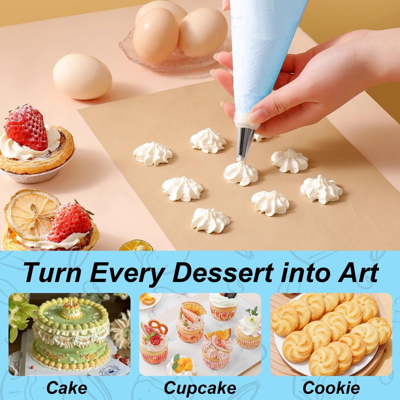 Large Piping Tips Set, Piping Bags and Tips Set 5 PCS Stainless Steel Frosting Tips for DIY Pastry Dough, Cookie, Cupcake, Cake (1M 2D 2F 6B 2A)