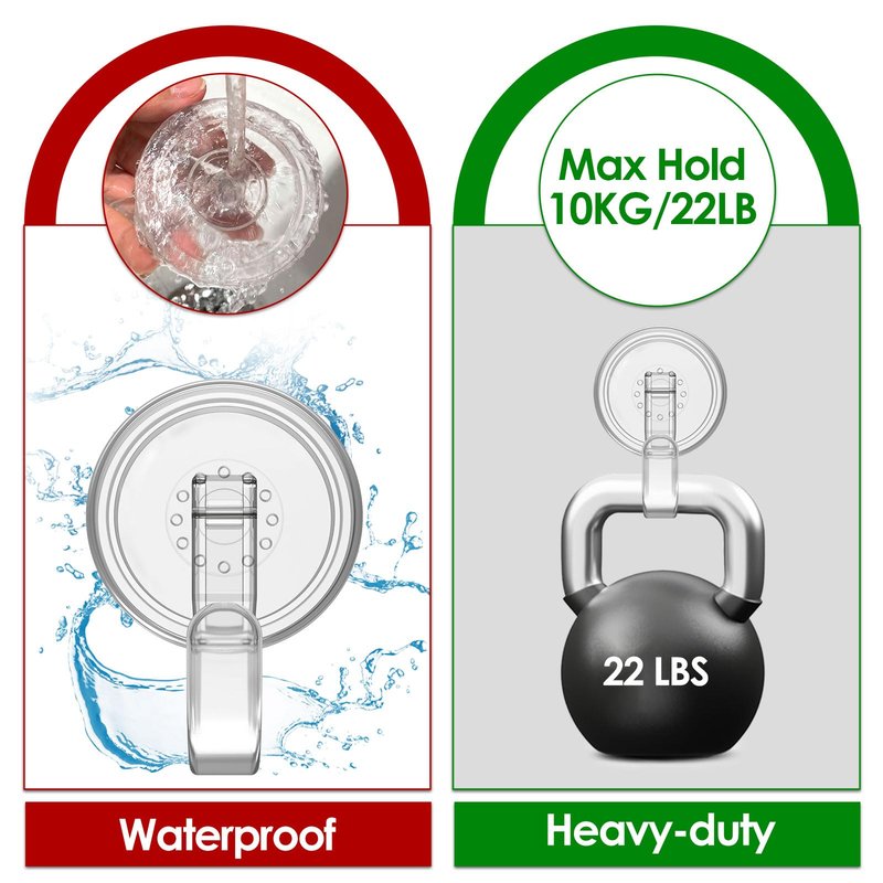 Clear Wreath-Hanger, 22 LB Strong Suction-Cup-Wreath-Hooks, 2 Pack Wreath-Door-Hanger Easter Halloween Christmas Decorations, Welcome Sign for Front Door Indoor Outdoor, Removable Holder Window Glass