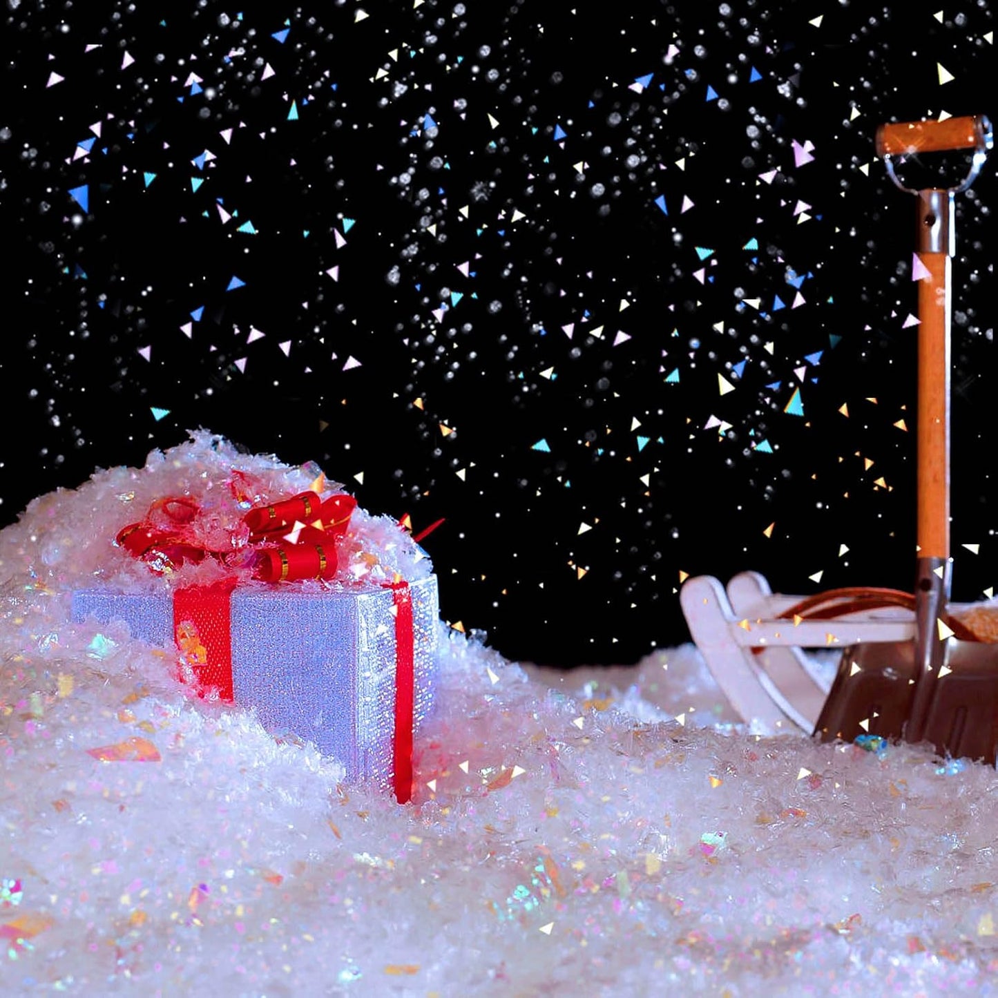 RGQSUN Artificial Flake Snow - Sparkling Fake Snow for Christmas Crafts & Party Decorations - 8.8oz