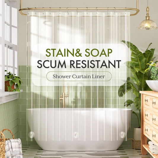 Bathway Heavy Duty Shower Curtain Liner - Clear Waterproof PEVA 72x72 Inches with 12 Rustproof Grommets