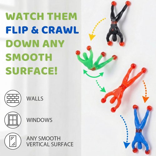 JOHOUSE Sticky Wall Climbers Toy, Pack of 24 Climbing Men, Classic 90s Nostalgic Toy, Goodie Treat Bag Stuffers & Party Favors for Kids & Adults, Classroom School Exchange Prize