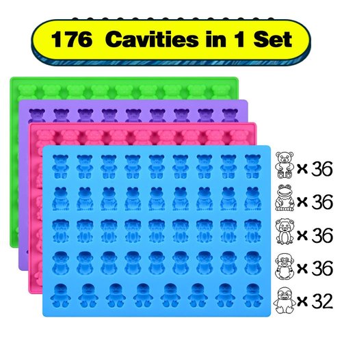 Chocolate Molds Gummy Molds Silicone - Candy Mold and Silicone Ice Cube Tray Nonstick Including Hearts, Stars, Shells