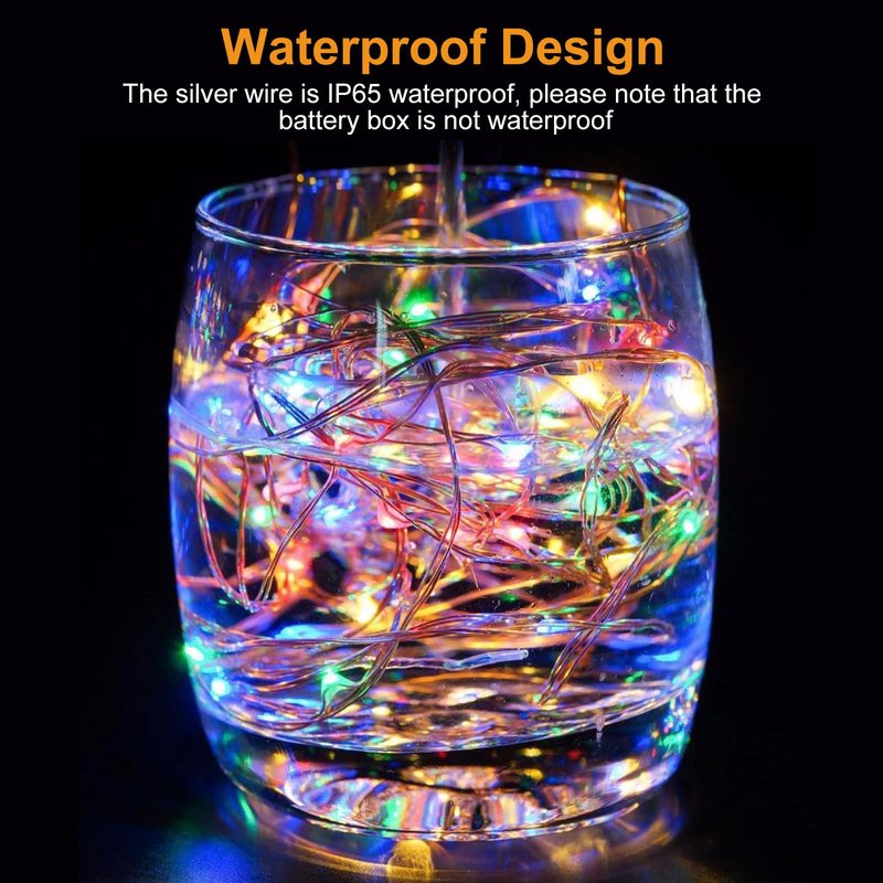 btfarm 30 Pack Fairy Lights Battery Operated [3 Modes], 7ft 20 Led Twinkle String Lights Waterproof Bulk Small Mini Sliver Wire for Christmas Mason Jars Wedding Table Centerpiece, Warm White/Colorful