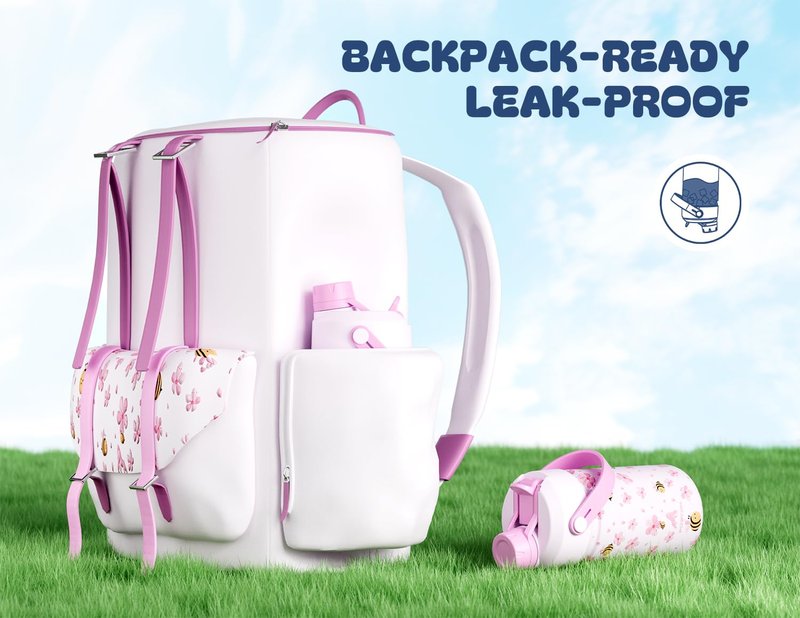 POWCAN 2 Pack 18 oz Kids Insulated Water Bottle for School: Leakproof, 2-in-1 Straw Spout Lid, BPA-Free, Keep Cold 24 Hrs, Stainless Steel Cup for Sports, Travel, Gift for Girls Boys Daughters Sons