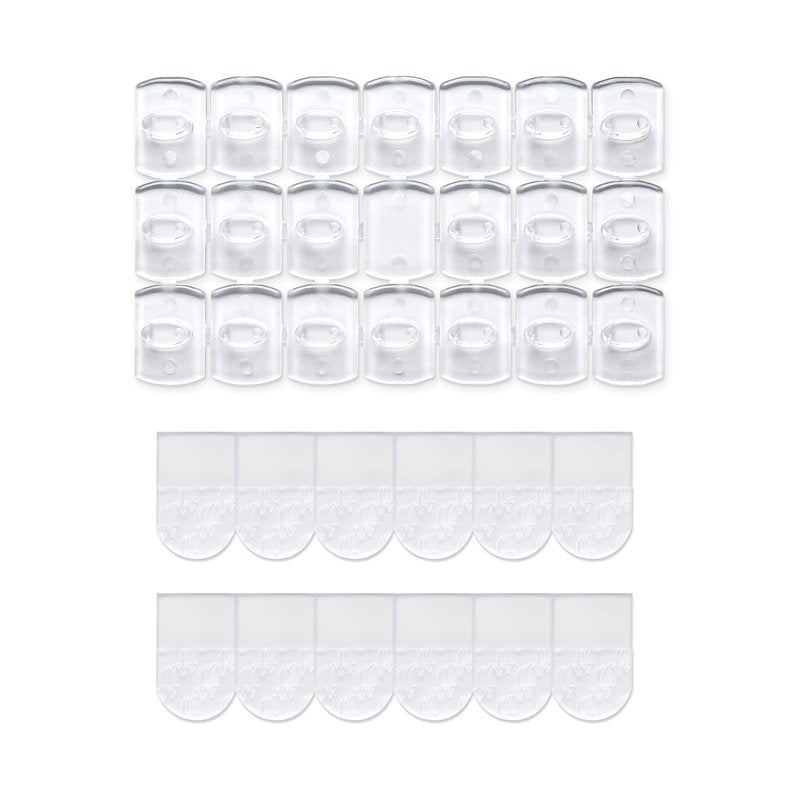 MOVELYST 100 Mini Clear Light Clips with 120 Adhesive Strips, Damage-Free Indoor Mini Wall Hooks for Hanging, Removable Clips for Christmas Decoration