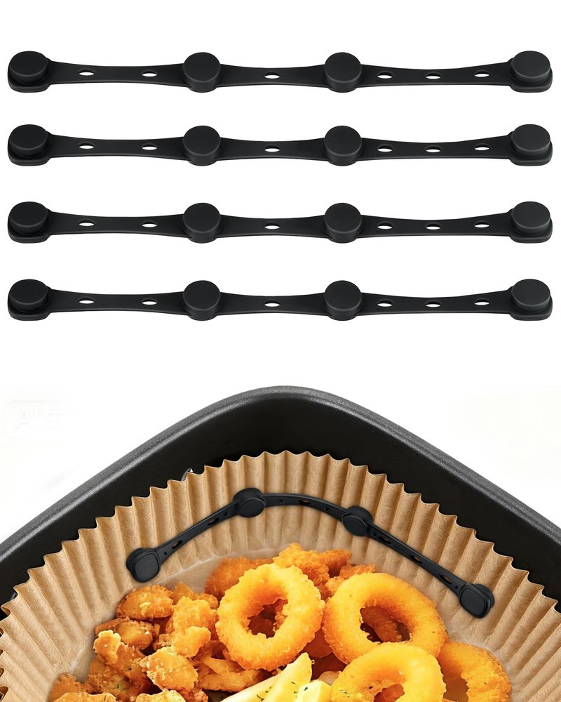 Air Fryer Magnets for Parchment Paper, 4Pcs Non-Segmented Design Air Fryer Accessories Locks Liner Magnet Silicone Buckle for Holding Down Disposable Safely, Prevent Covering Food＆Paper to Burn