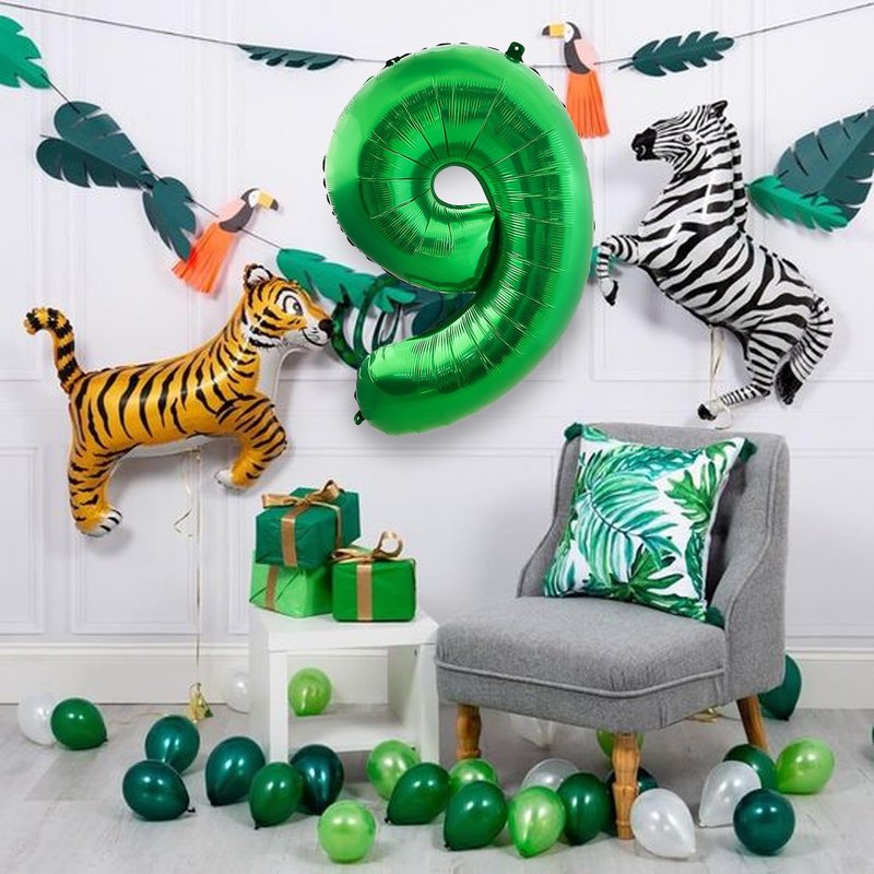 Number Balloons Green Party Balloon - Giant Number 9 Balloon, 40 Inch Large Balloon for St. Patrick's Day Games Theme Birthday Decoration, Girls Boys Party Supplies