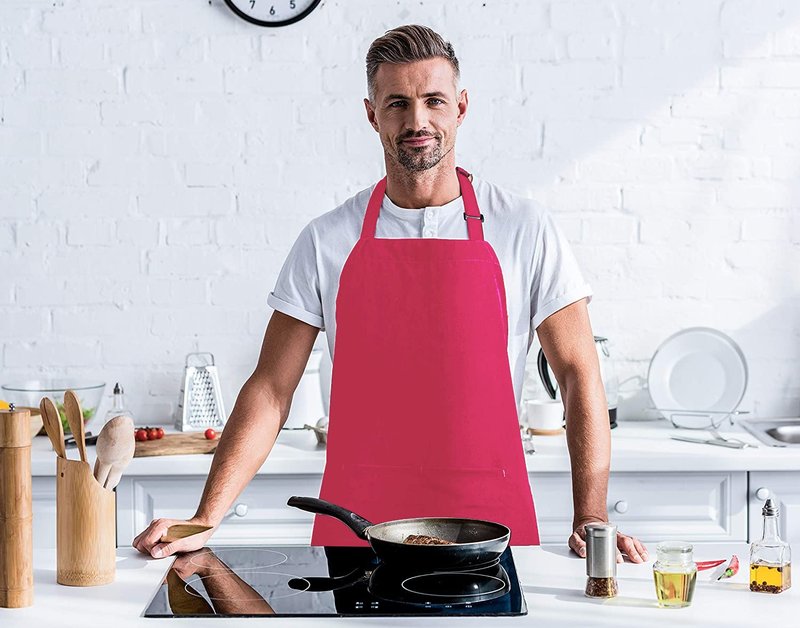 Utopia Kitchen 2 Pack Bib Apron, Adjustable with 2 Pockets, Water and Oil Resistant, Cooking Kitchen Chef Apron for Women Men