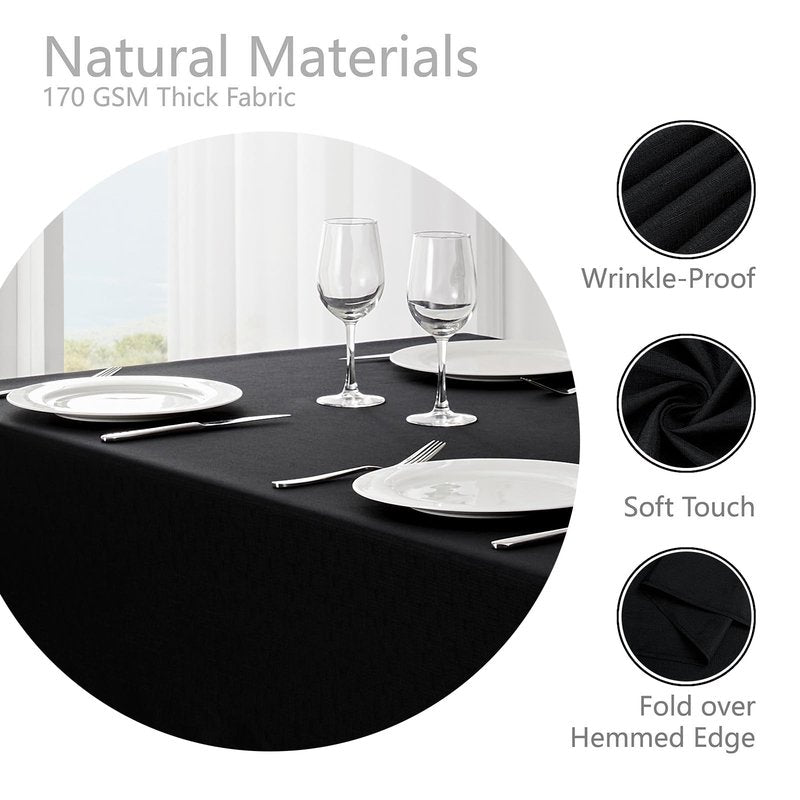 Veblandy 2 Pack Rectangle Tablecloth, 60x120 inch, Water Resistant Wrinkle Free Linen Textured Table Cloth Washable, Decorative Fabric Table Cover for Dining, Party and Camping, Black