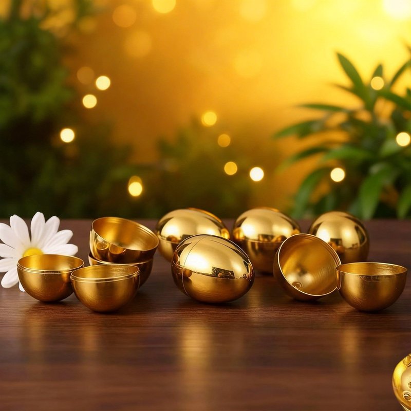 TUESMEILL 12pcs DIY Fillable Gold Plastic Easter Eggs, Empty Eggs Party Favors for Easter Eggs Hunt Supplies, Basket Stuffers, Easter Theme Party Favor