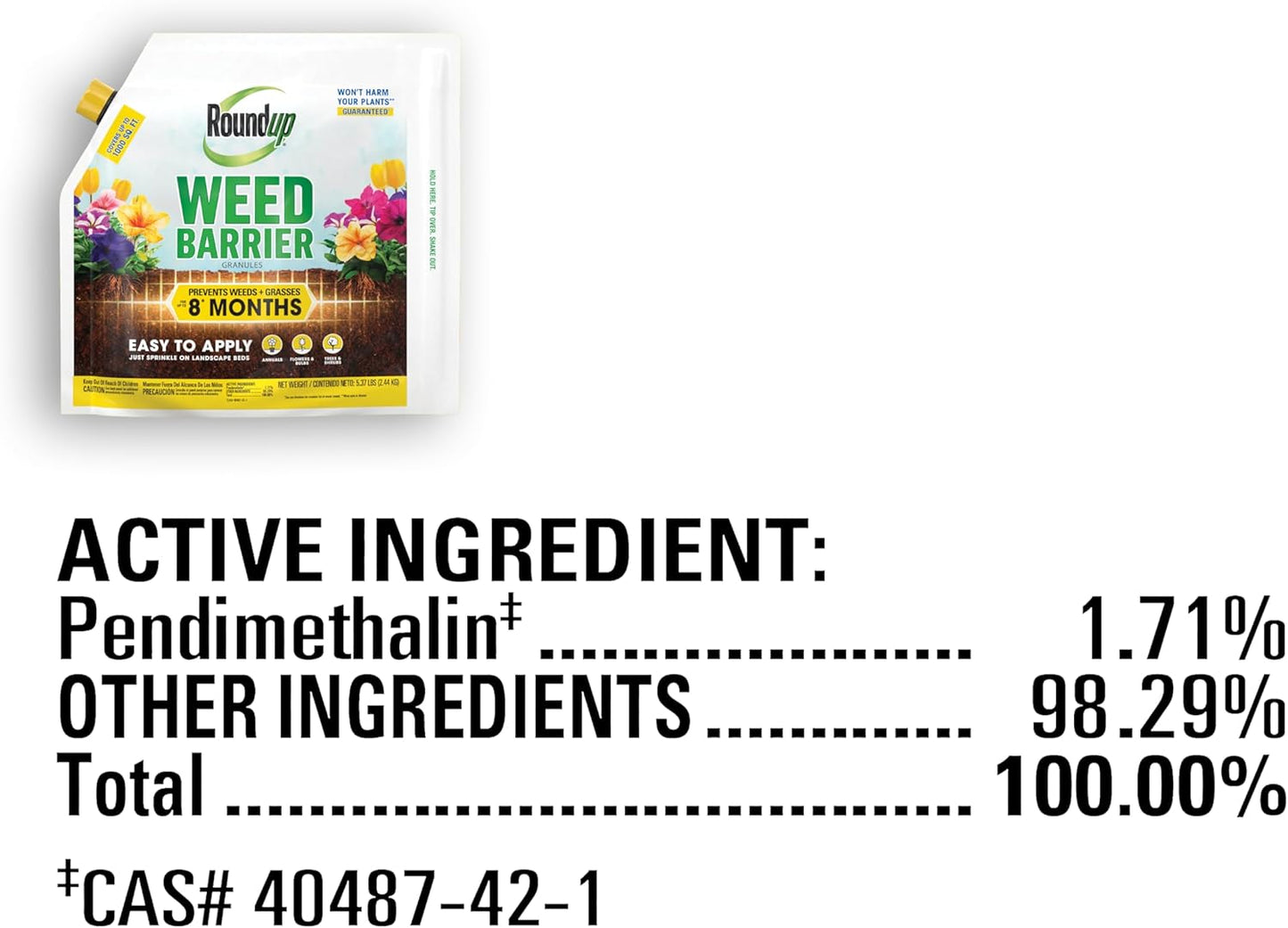 Roundup Weed Barrier Granules - Effective Weed Prevention Solution | 5.37 lbs.