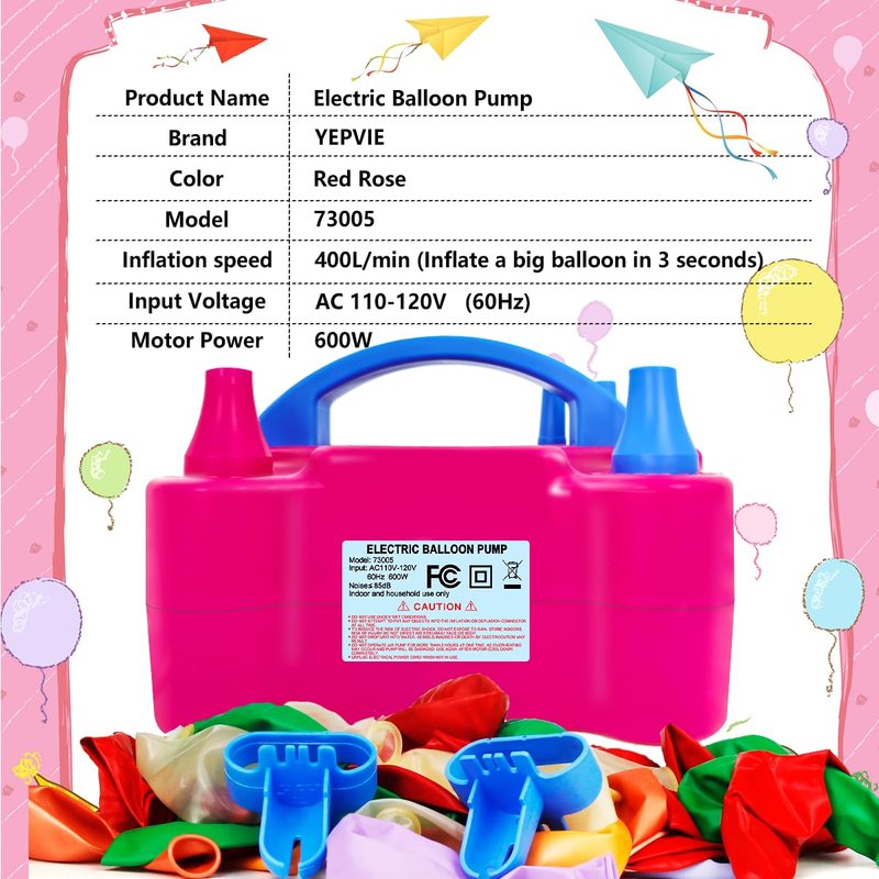YEPVIE Electric Balloon Pump, Portable 2 Modes Balloon Blower Machine with 14 Balloon Arch Kits, Air Pump for Balloon, Ballon Inflator for Party Decoration