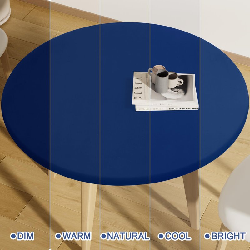 Moosfor Round Spandex Tablecloth, Elastic Fitted Waterproof Tablecloths for 25"-30" Tables, Stretch Washable Picnic Table Cover for Camping, Dining, Indoor and Outdoor, Navy