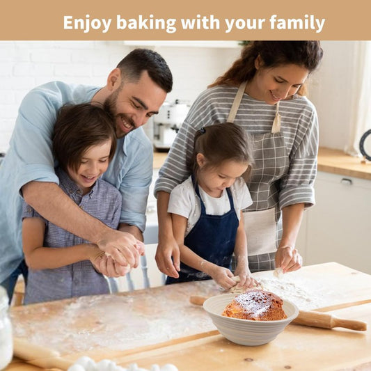2Pcs Silicone Banneton Bread Proofing Baskets, 10" Oval & 9" Round Foldable Non-Stick Dough Proofing Bowl Containers-BPA Free, Optimum Sourdough Bread Baking Supplies(Beige)